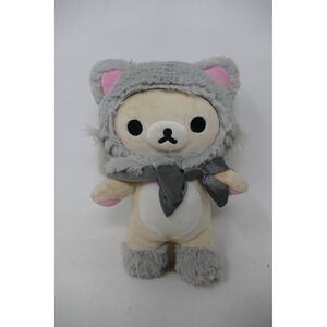 San-X 2017 KoRilakkuma Bear Plush Toy Costume Hood Gray‎ Fuzzy Kawaii Cute
